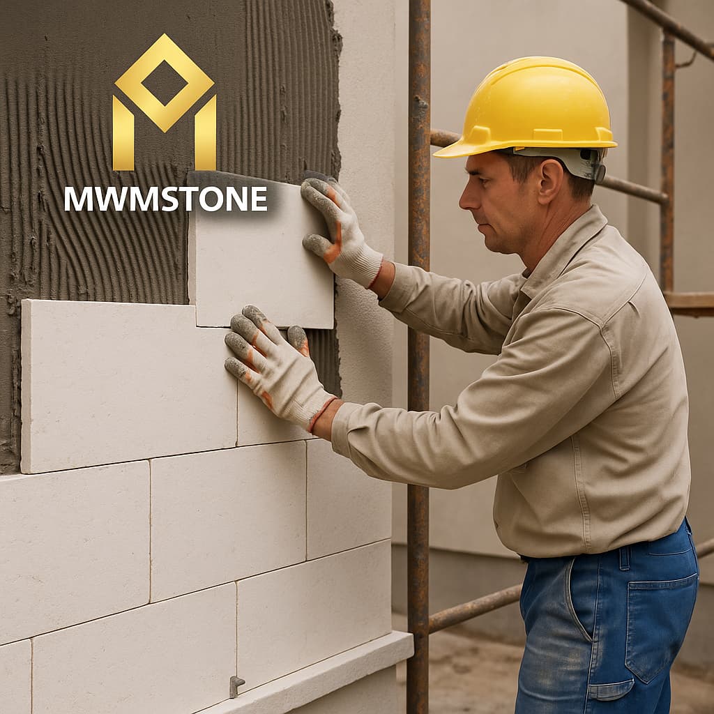 Монтаж камня на фасад